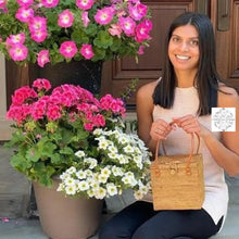 Load image into Gallery viewer, Ata Square Straw Bag with Leather Handles - Square 7" Rattan Bag, Straw Purse, Boho Wicker, Batik Lining made in Bali