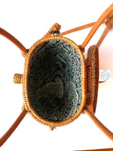 Load image into Gallery viewer, Ata Straw Bag with 2 Top Handle and Optional Long Strap - Natural Rattan Bag, Straw Purse, Boho Wicker, Batik Lining Made in Bali