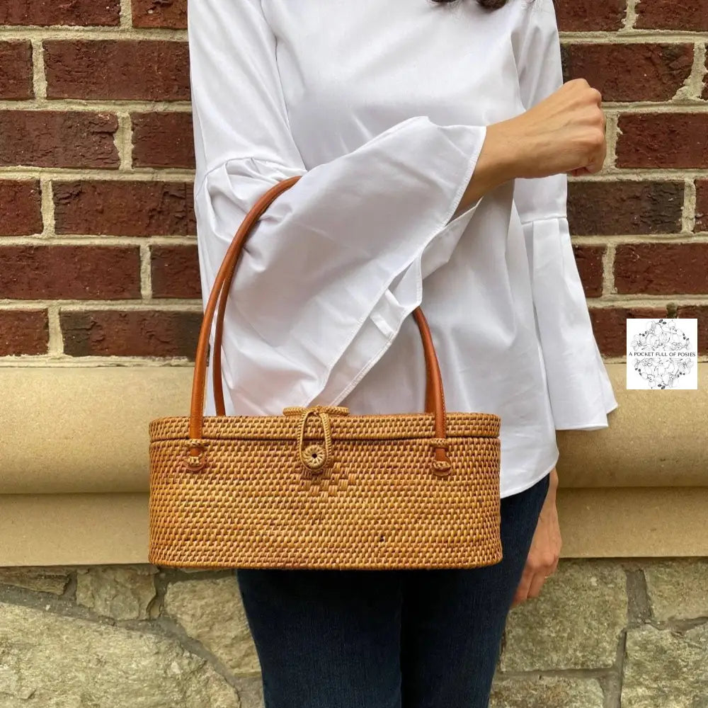 Square Rattan Bag Wicker Purse Straw Handbag Rattan 