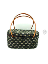 Load image into Gallery viewer, Bali Beaded Handbag | Handmade Black & Silver Floral Patterned Glass Beading On Ata Straw Purse