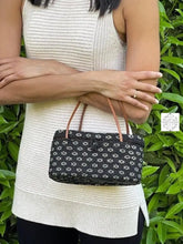 Load image into Gallery viewer, Bali Beaded Handbag | Handmade Black & Silver Floral Patterned Glass Beading On Ata Straw Purse