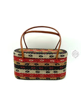 Load image into Gallery viewer, Bali Beaded Handbag | Handmade Multi-Colored Patterned Glass Beading On Ata Straw Purse Leather