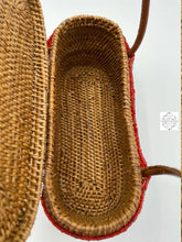 Load image into Gallery viewer, Bali Beaded Handbag | Handmade Multi-Colored Patterned Glass Beading On Ata Straw Purse Leather
