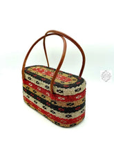 Load image into Gallery viewer, Bali Beaded Handbag | Handmade Multi-Colored Patterned Glass Beading On Ata Straw Purse Leather