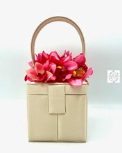 Load image into Gallery viewer, Beige Silk Square Box Bag With Colorful Orchids Handbag & Wallet Accessories