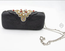 Load image into Gallery viewer, Black Rectangular Clutch (With Optional Reception Strap) Made In The Philippines Evening Bag