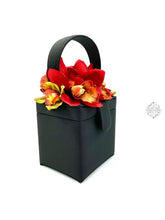 Load image into Gallery viewer, Black Silk Square Box Bag With Colorful Orchids Handbag & Wallet Accessories