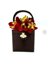 Load image into Gallery viewer, Chocolate Espresso Silk Square Box Bag With Colorful Orchids Handbag & Wallet Accessories