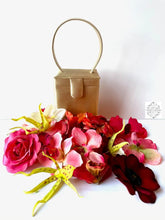 Load image into Gallery viewer, Customized Silk Square Handbags | Made to Order | Pick bag color & floral arrangement | Special Occasion Purse, Top Handle, Overshoulder