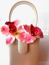 Load image into Gallery viewer, Customized Silk Square Handbags | Made to Order | Pick bag color & floral arrangement | Special Occasion Purse, Top Handle, Overshoulder