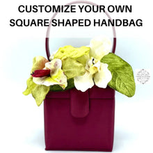 Load image into Gallery viewer, Customized Silk Square Handbags | Made to Order | Pick bag color & floral arrangement | Special Occasion Purse, Top Handle, Overshoulder