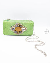 Load image into Gallery viewer, Fabulous Green Straw Clutch With Beading And Stones (With Optional Reception Strap) Made In The