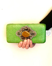 Load image into Gallery viewer, Fabulous Green Straw Clutch With Beading And Stones (With Optional Reception Strap) Made In The