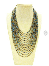 Load image into Gallery viewer, Hand Beaded Necklace From Ecuador | Multi-Strand Loop & Ball Closure Eye-Catching Design Blue