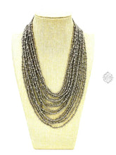 Load image into Gallery viewer, Hand Beaded Necklace From Ecuador | Multi-Strand Loop & Ball Closure Eye-Catching Design Gold Black