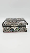Load image into Gallery viewer, Mother of Pearl Handmade Jewelry Box | Floral Design with Clamshell Lock | Red Velvet Lining