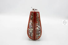 Load image into Gallery viewer, Mother of Pearl Long Clutch - Red and Pearl, Whimsical Floral Patterned Design Lacquered Evening Bag, Inlay Handbag with Maroon Velvet Lining