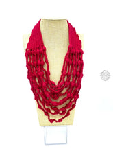 Load image into Gallery viewer, Peruvian Hand Knit | Soft Felt/Wool Necklace Unique Multi-Strand Design Spring Fashion Button