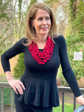 Load image into Gallery viewer, Peruvian Hand Knit | Soft Felt/Wool Necklace Unique Multi-Strand Design Spring Fashion Button