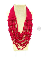 Load image into Gallery viewer, Peruvian Hand Knit | Soft Felt/Wool Necklace Unique Multi-Strand Design Spring Fashion Button