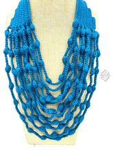 Load image into Gallery viewer, Peruvian Hand Knit | Soft Felt/Wool Necklace Unique Multi-Strand Design Spring Fashion Button