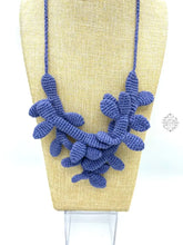 Load image into Gallery viewer, Peruvian Hand Knitted Necklace | Soft Felt Fabric With Unique Leaf Design Lavender Blue Necklaces