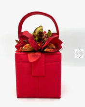 Load image into Gallery viewer, Red Silk Square Box Bag With And Apple Green Orchids Handbag & Wallet Accessories