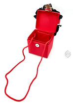 Load image into Gallery viewer, Red Square Silk Box Bag With Black Orchids Handbags