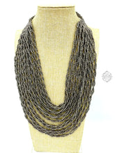 Load image into Gallery viewer, Silver Colored Hand Beaded Necklace From Bali | Multi-Strand Loop & Ball Closure Eye-Catching Design