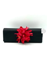 Load image into Gallery viewer, Sueded Silk Clutch Bag With Floral Accent | Stylish Floral Evening Bag Dress Up Any Outfit Red