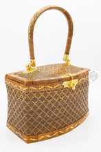 Load image into Gallery viewer, Thai Straw Handbag, Natural, Handwoven, Vintage-inspired Purse, Fern Vine Tote with Handle