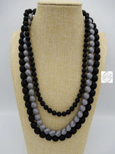 Load image into Gallery viewer, Three-Strand Two-Color Silk Beaded Necklace With Sliding Knot Tie - Cambodian Handbags