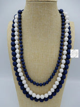 Load image into Gallery viewer, Three-Strand Two-Color Silk Beaded Necklace With Sliding Knot Tie - Cambodian Handbags