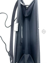 Load image into Gallery viewer, Tweed Fabric - Large Trapezoid Handbag with Vintage Pin | Floral Accessories | Black & Red Shoulder Handbag | 1950s Glamour