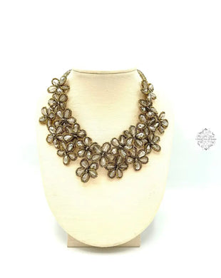 Accented Gold And Gray Beaded Necklace Handbags