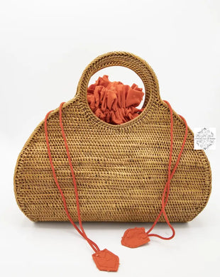 Ata Pear-Shaped O Handle Bag With Red Drawstring Lining Handbags