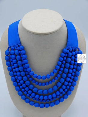 Bright Blue Cambodian Silk Beaded Multi-Strand Adjustable Necklaces