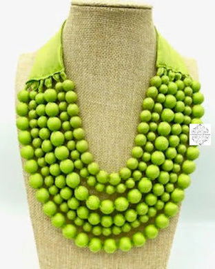 Cambodian Silk Beaded Multi-Strand Adjustable Necklaces (Multiple Colors) Bright Green Handbags