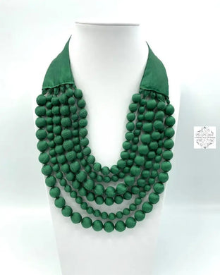 Cambodian Silk Beaded Multi-Strand Adjustable Necklaces (Multiple Colors) Emerald Green Handbags