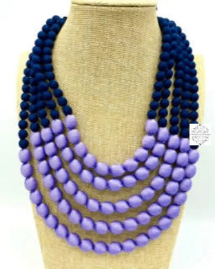 Cambodian Silk Beaded Multi-Strand Adjustable Necklaces (Multiple Colors) Purple & Black Handbags