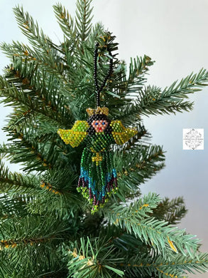 Handmade Beaded Hanging Christmas Angel Ornaments Green