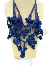 Load image into Gallery viewer, Peruvian Handmade Knitted Necklace | Super Soft Felt Fabric Unique Circle Design Wool Inactive Navy
