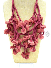 Load image into Gallery viewer, Peruvian Handmade Knitted Necklace | Super Soft Felt Fabric Unique Circle Design Wool Inactive Rose
