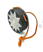 Load image into Gallery viewer, Sold Out-Ata Straw Round Bag With White Star Pattern Ata Straw
